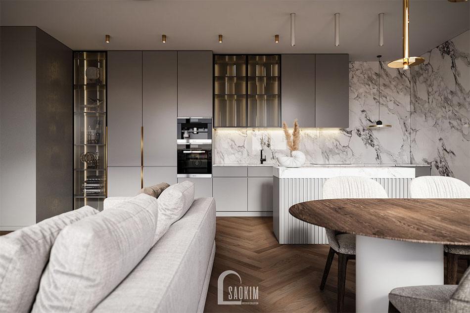 Thiết kế nội thất phòng bếp căn hộ chung cư cao cấp The Matrix One