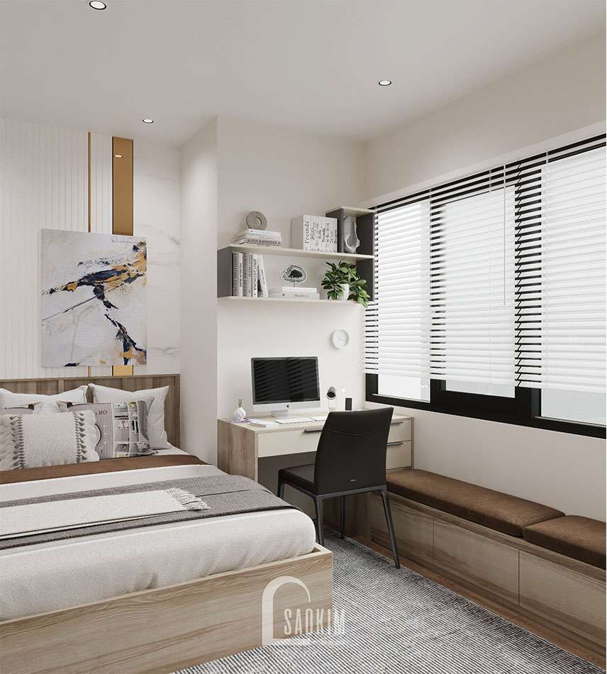 Bàn làm việc được bố trí cho phòng ngủ master