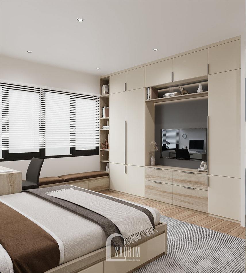 Bục đọc sách được bố trí sát cửa sổ phòng ngủ master