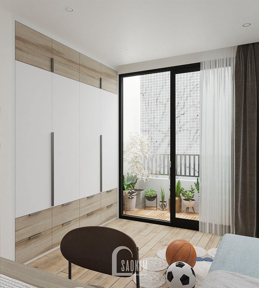 Tủ quần áo âm tường được lựa chọn cho phòng ngủ bé trai