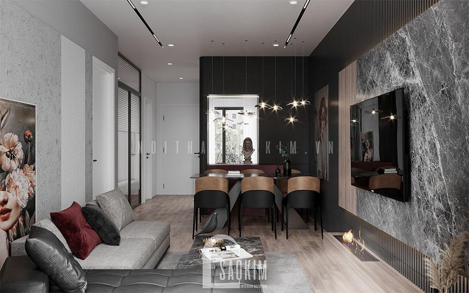 Không gian nội thất chung cư 54m2 Lotus Central Bắc Ninh đẹp sang trọng, thời thượng