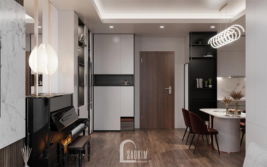 Thiết kế nội thất chung cư 85m2 Moon Tower Tây Hồ Residence đầy tiện nghi nhờ phong cách nội thất hiện đại