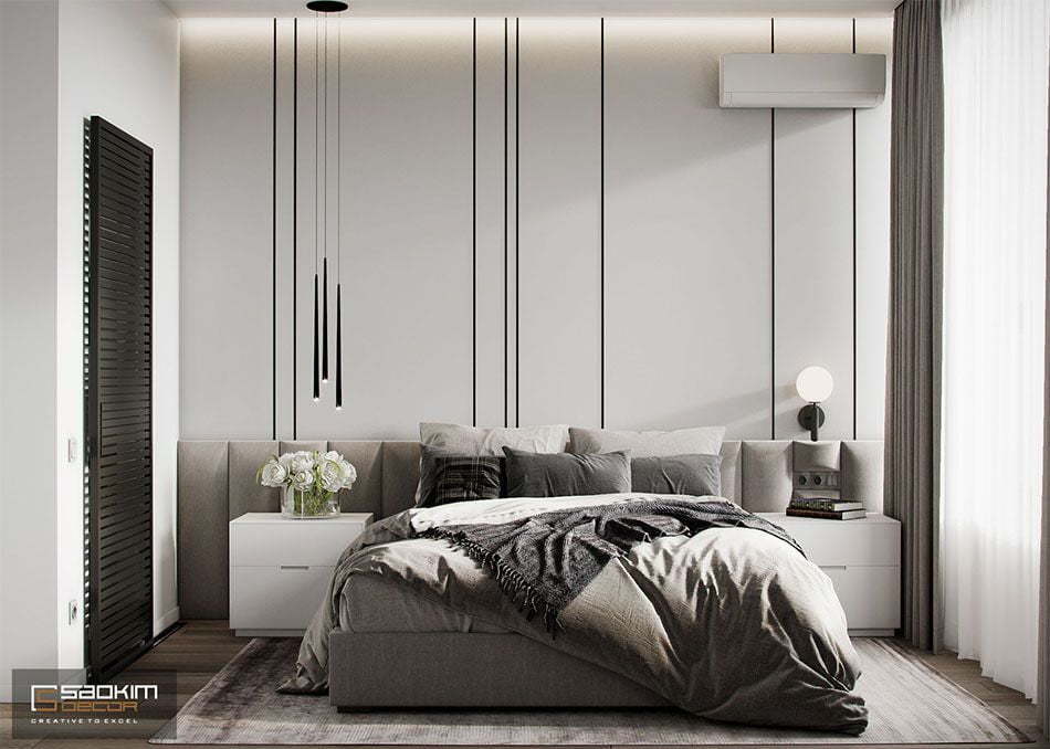 Thiết kế nội thất phòng ngủ master chung cư Vinhomes Ocean Park