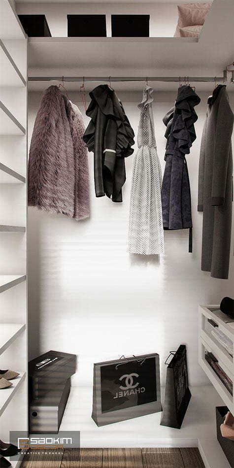 Thiết kế phòng ngủ thay đồ nhỏ chung cư Vinhomes Ocean Park