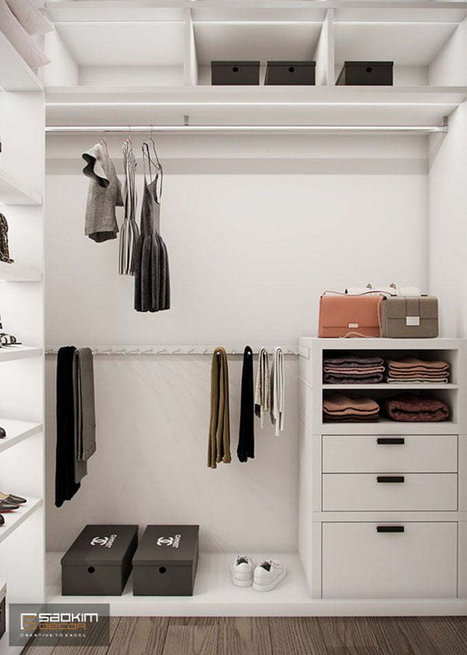 Thiết kế phòng ngủ thay đồ nhỏ