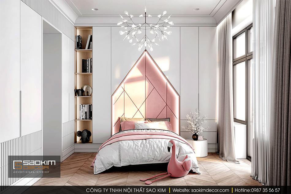 Thiết kế nội thất phòng ngủ bé gái chung cư cao cấp CT1 Eco Green City