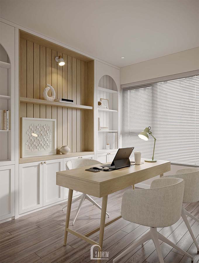 Thiết kế nội thất phòng làm việc tại nhà chung cư Vinhomes Ocean Park theo phong cách Korean Chic