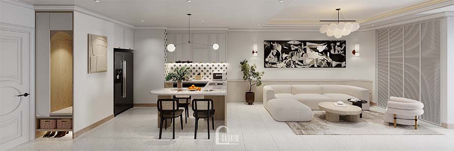 Thiết kế nội thất chung cư Royal City mang vẻ đẹp thanh lịch, trang nhã của phong cách Scandinavian Farmhouse