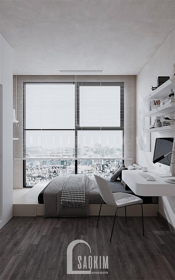 Giường chạy kịch tường được sử dụng cho phòng ngủ bé trai