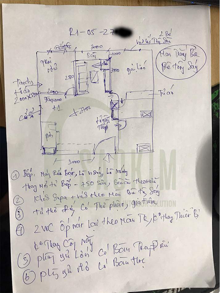 Mọi yêu cầu thiết kế của gia chủ được ghi chép lại đầy đủ