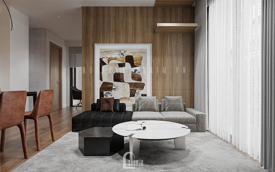 Thiết kế nội thất Vinhomes Smart City 2 ngủ + 1 bản phối hoàn hảo của những gam màu trung tính