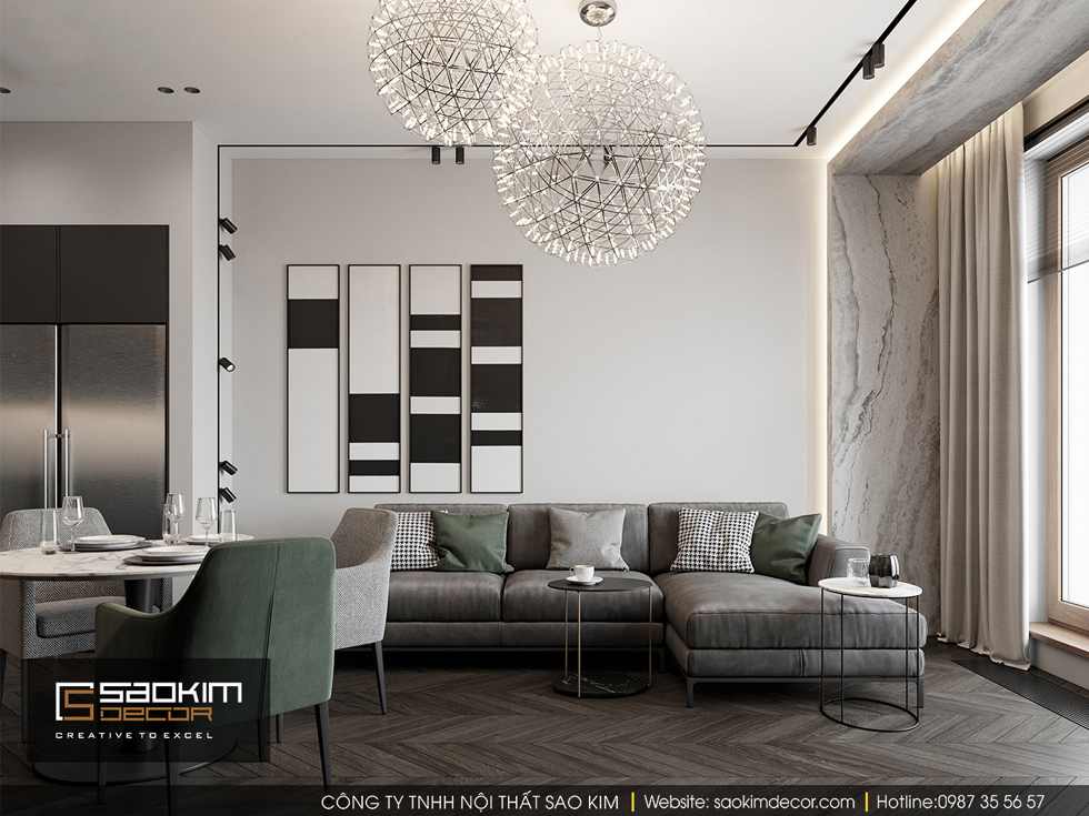 Thiết kế chung cư 85m2 Bohemia Residence