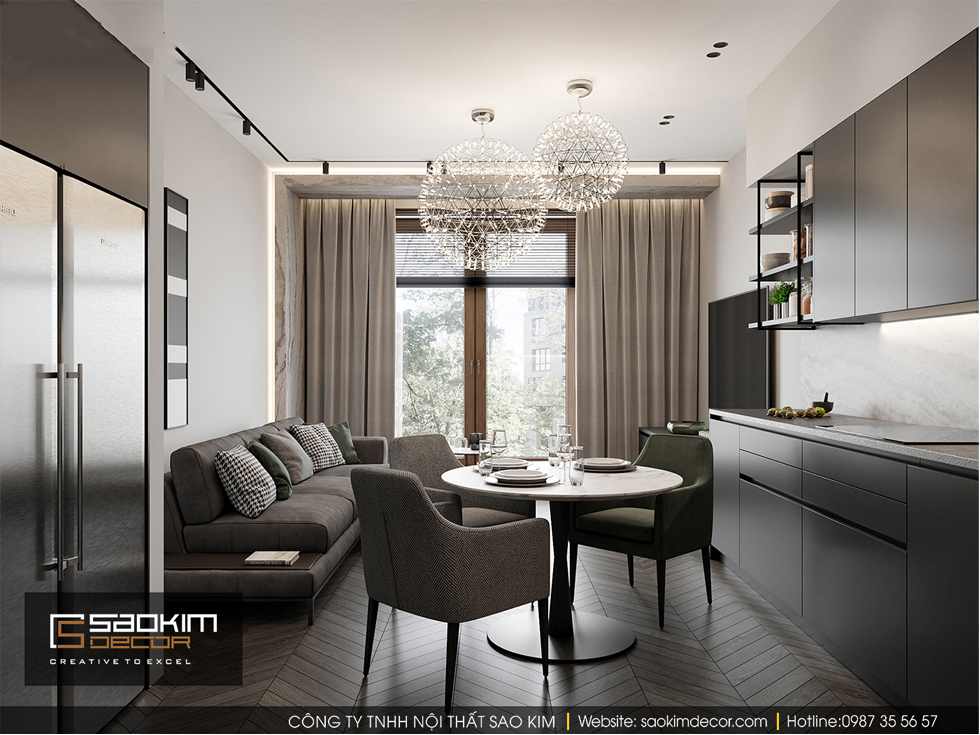 Thiết kế phòng khách chung cư 85m2 Bohemia Residence