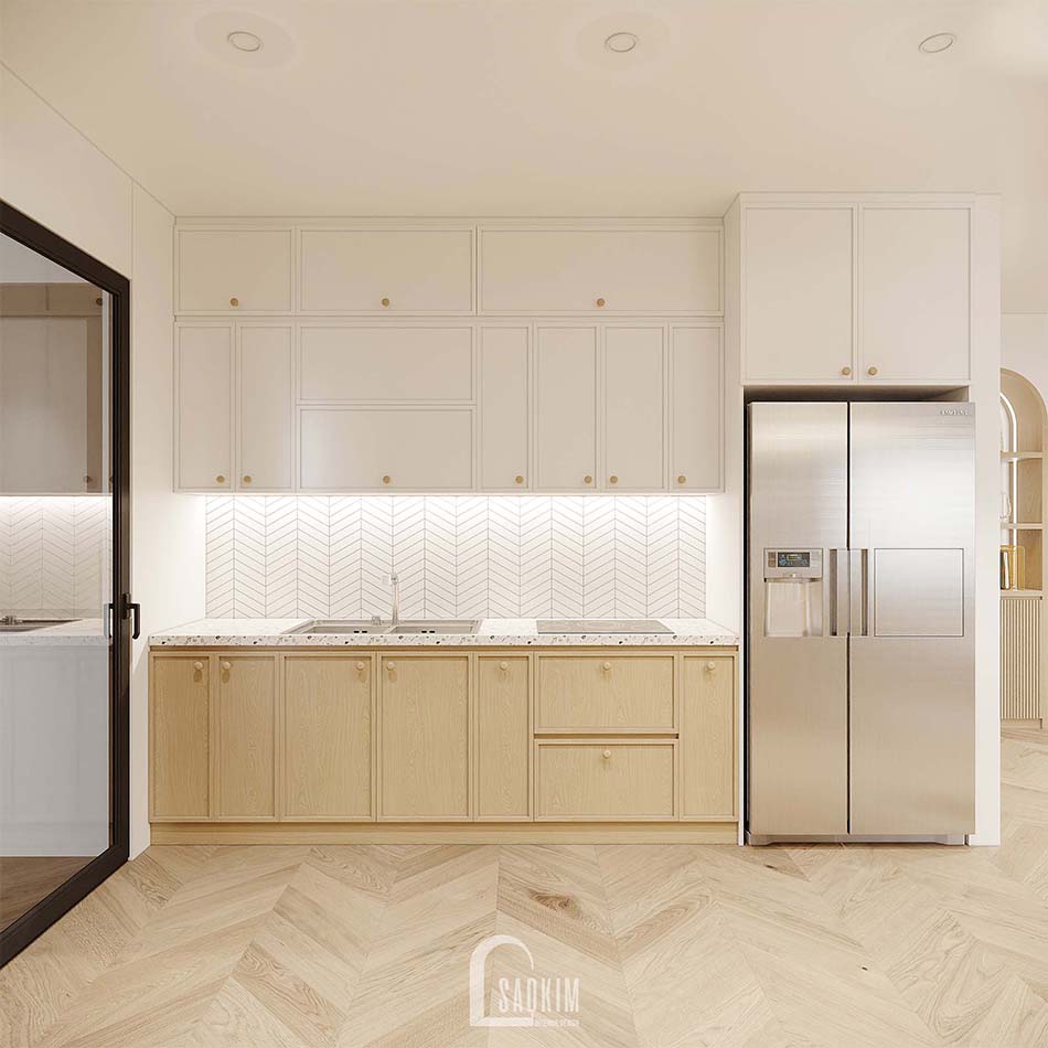 Thiết kế nội thất phòng ăn chung cư Feliz Homes với không gian hiện đại, ấm cúng