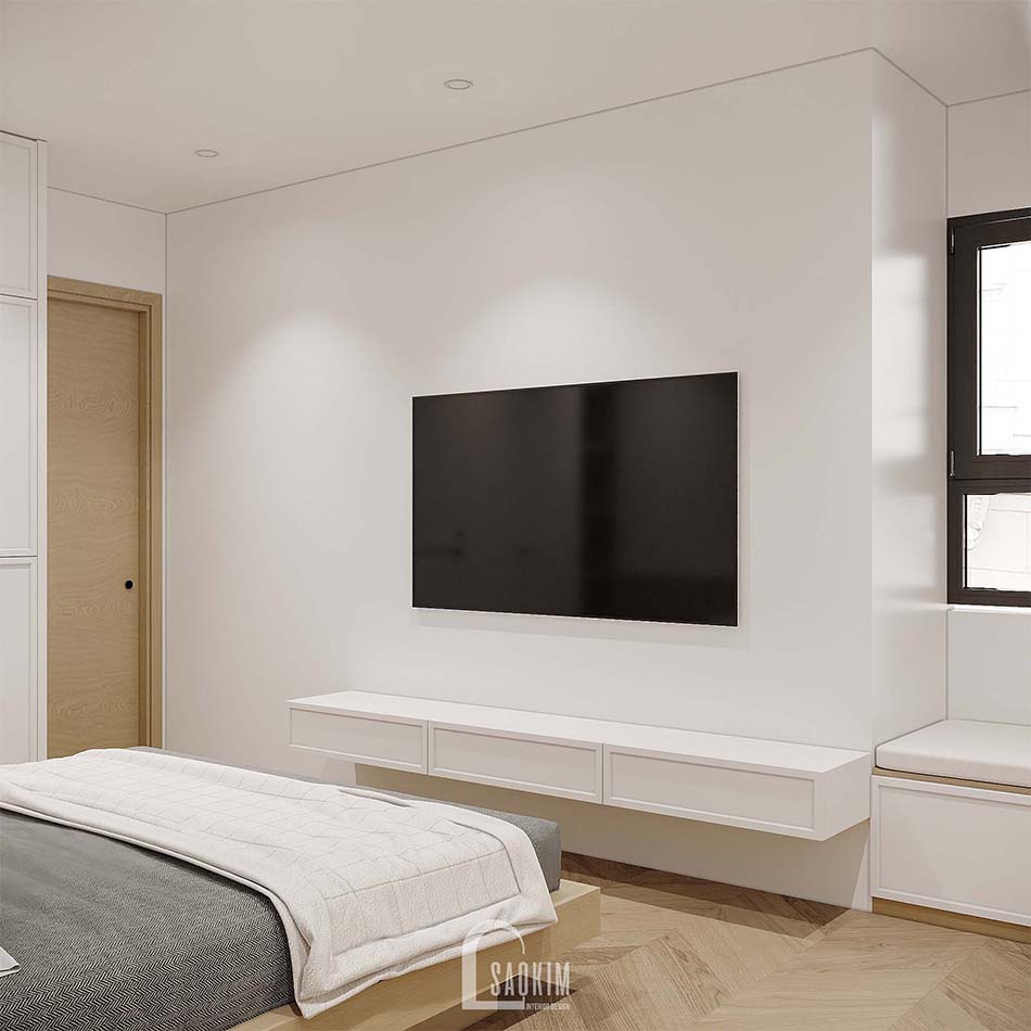 Thiết kế nội thất phòng ngủ 2 chung cư Feliz Homes Hoàng Mai