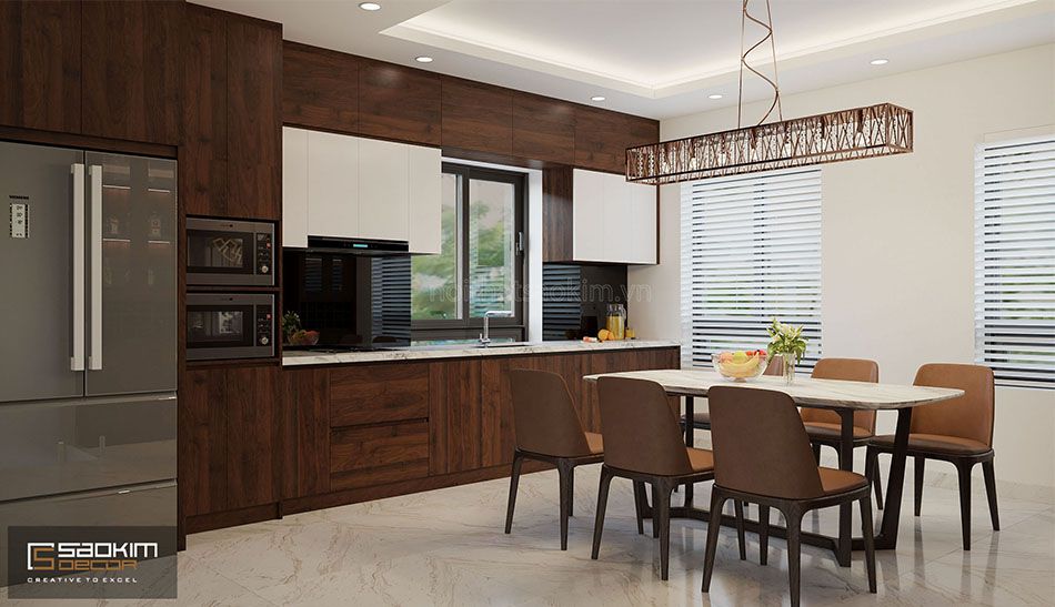 Thiết kế phòng bếp và phòng ăn nhà liền kề đẹp La Casta Văn Phú