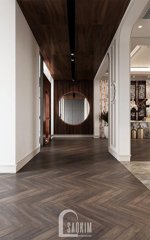 Thiết kế nội thất hành lang tầng 2 nhà liền kề Louis City rộng thoáng