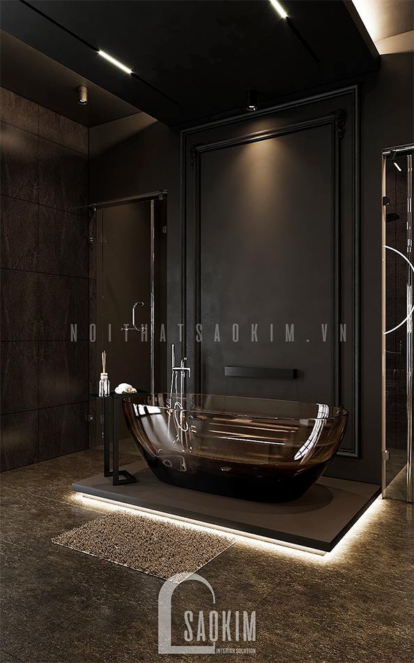 Thiết kế nội thất nhà phòng tắm ốp phào chỉ cho không gian thiết kế