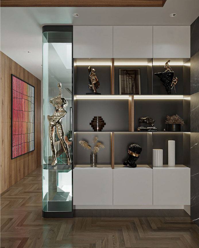 Thêm 1 tủ bày trang trí phía gần với cầu thang lên tầng 2