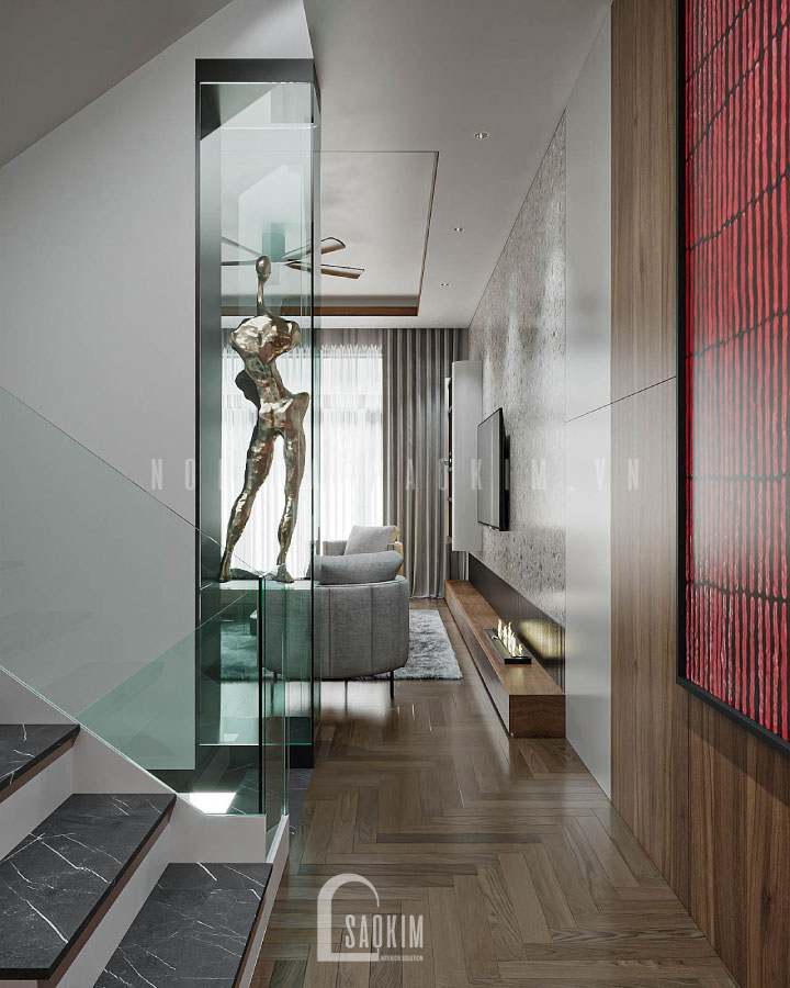 Góc nhìn tại sảnh hướng ra phòng khách