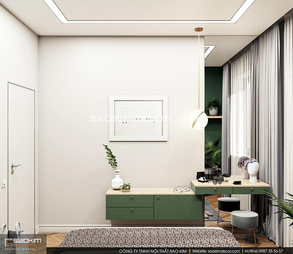 Thiết kế phòng ngủ nhà phố 2 tầng