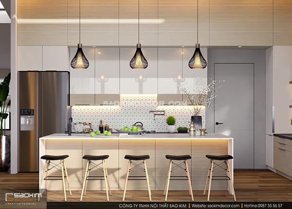 Thiết kế phòng bếp nhà phố phong cách hiện đại