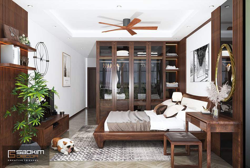 Thiết kế phòng ngủ chính nhà phố 3 tầng Âu Cơ - Tây Hồ