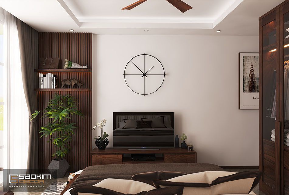 Thiết kế nội thất phòng ngủ chính nhà phố đẹp theo phong cách hiện đại