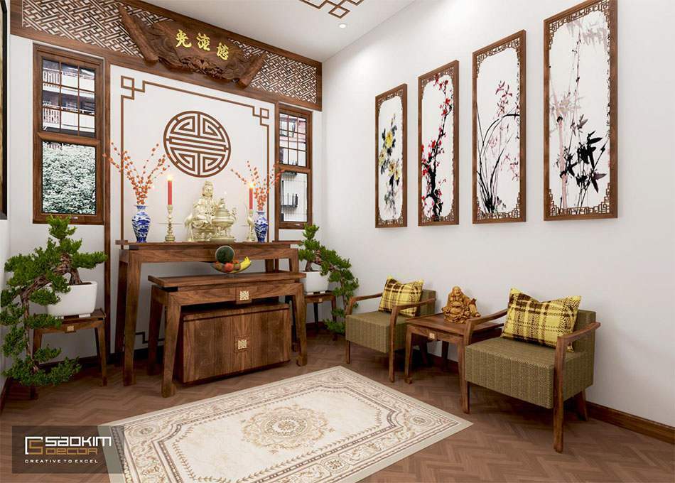 Thiết kế phòng thờ nhà phố