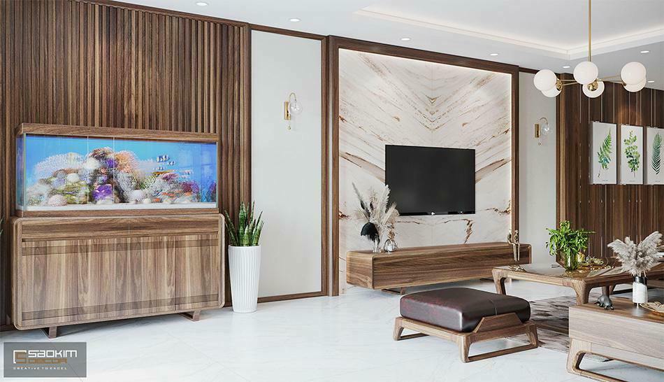 Thiết kế phòng khách nhà phố 3 tầng Âu Cơ - Tây Hồ