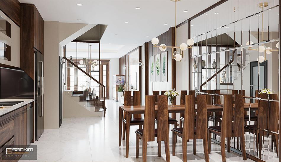 Thiết kế phòng ăn và bếp nhà phố 3 tầng Âu Cơ - Tây Hồ