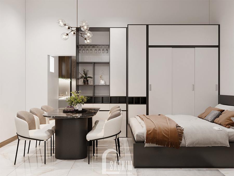 Thiết kế nội thất phòng ngủ 1 nhà phố hiện đại đẹp 3 tầng Chúc Sơn - Chương Mỹ