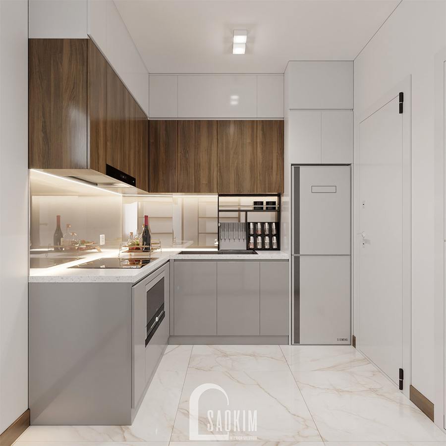 Thiết kế nội thất phòng bếp nhà phố hiện đại đẹp 3 tầng Chúc Sơn - Chương Mỹ