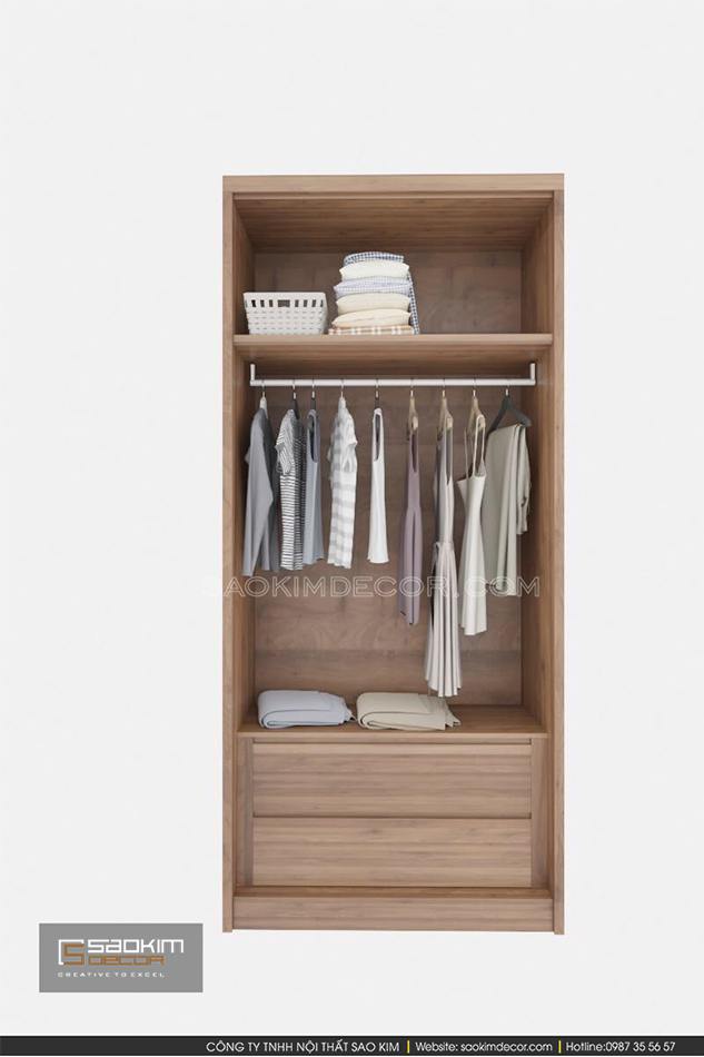 Lựa chọn tủ quần áo 2 cánh trong thiết kế nội thất nhà phố