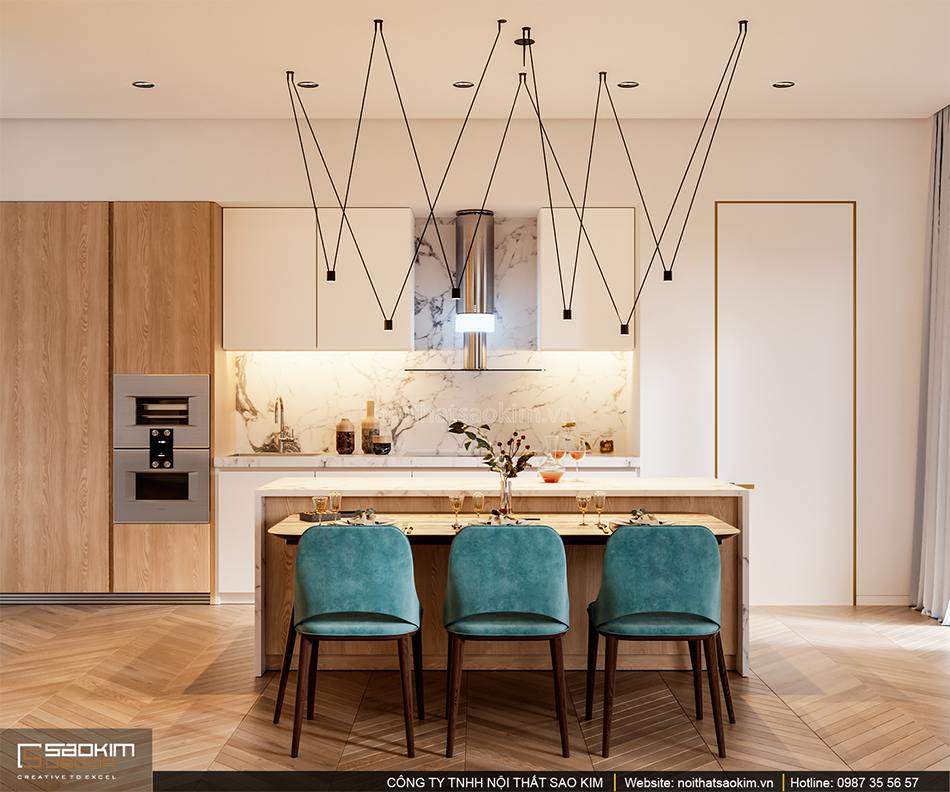 Thiết Kế Nội Thất Phòng Bếp Chung Cư 131,7m2 Vinhomes West Point