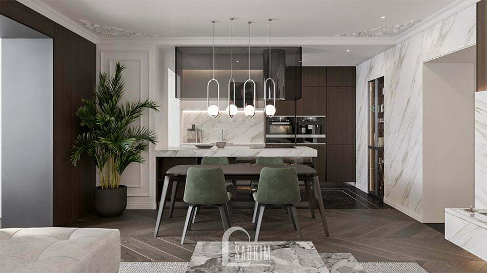 Thiết kế phòng bếp chung cư Vinhomes Ocean Park 70m2