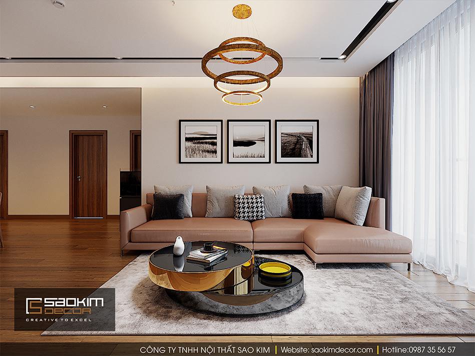 THIẾT KẾ PHÒNG KHÁCH CHUNG CƯ VINHOMES METROPOLIS LIỄU GIAI