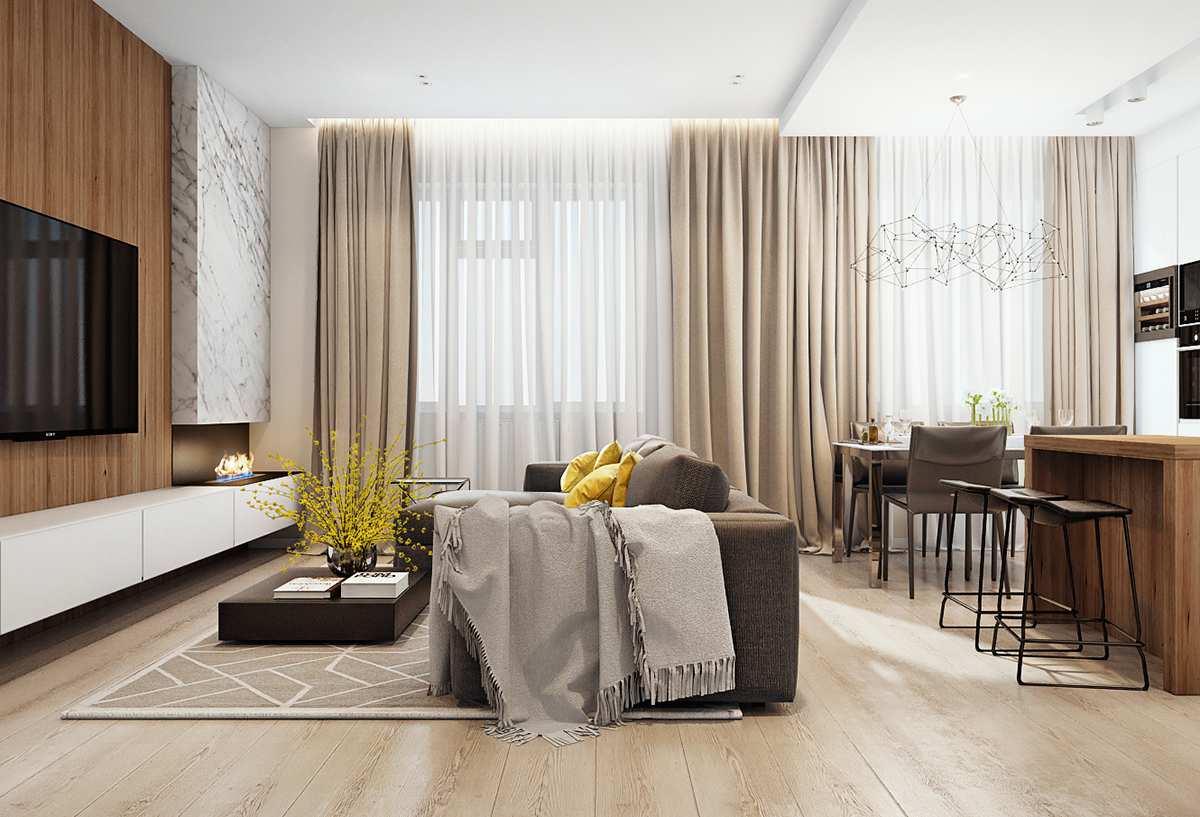 Thiết kế nội thất phòng khách chung cư cao cấp Golden Land