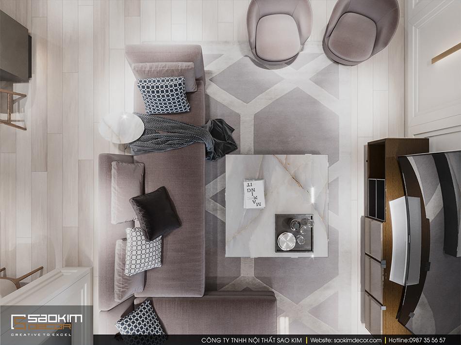 Thiết kế nội thất phòng khách đẹp chung cư cao cấp Imperia Garden