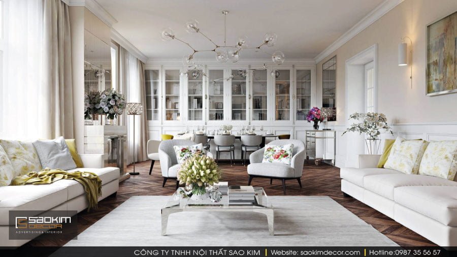 THIẾT KẾ PHÒNG KHÁCH CHUNG CƯ VINHOMES METROPOLISH LIỄU GIAI