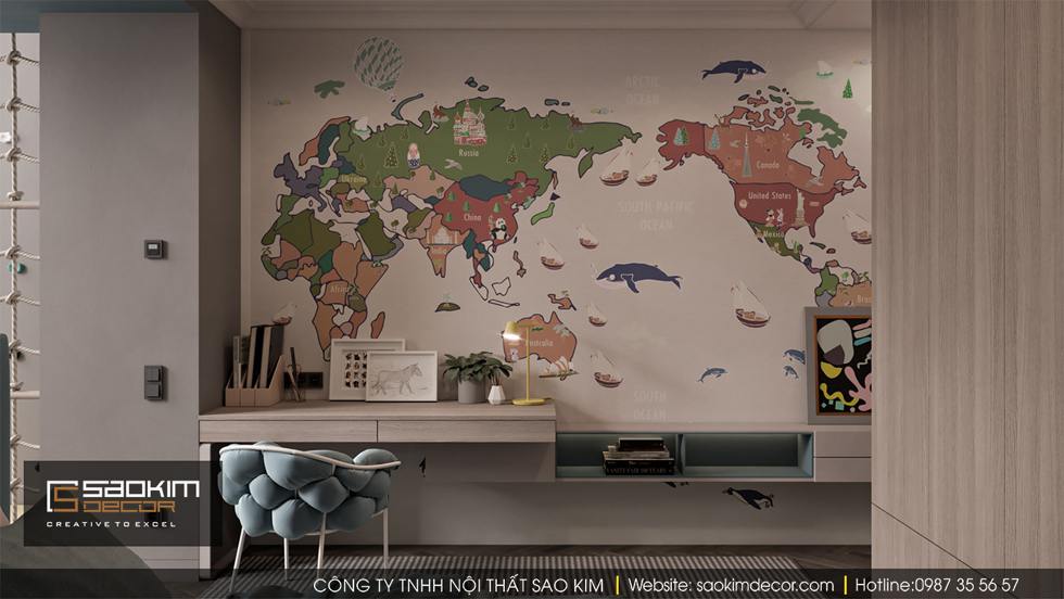 Thiết kế phòng ngủ bé trai chung cư Dream Center Home