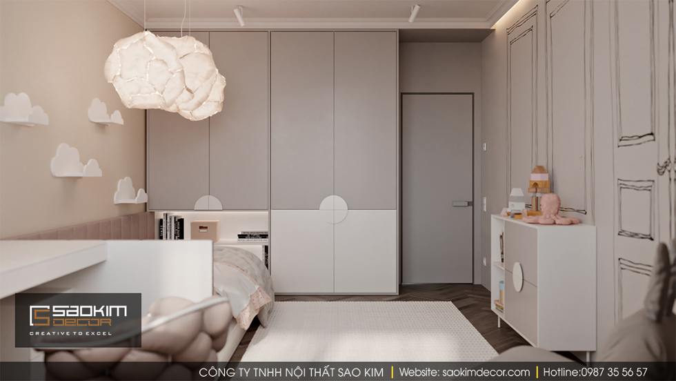 Thiết kế phòng ngủ bé gái chung cư Dream Center Home