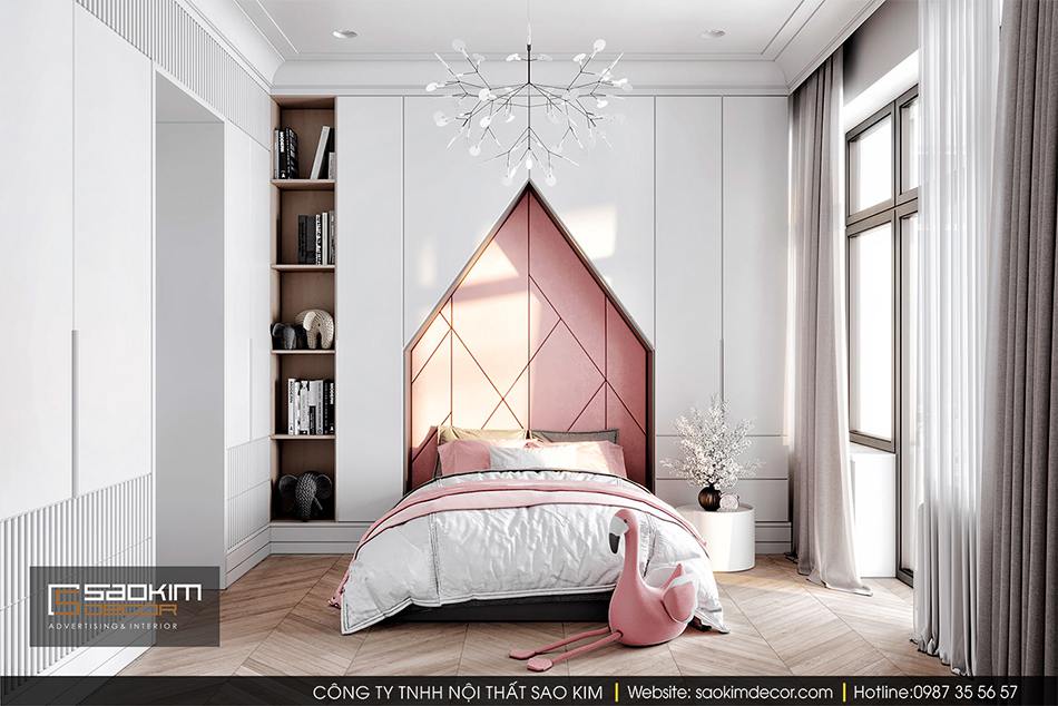 Thiết kế nội thất phòng ngủ cho bé gái chung cư CT1 Eco Green City