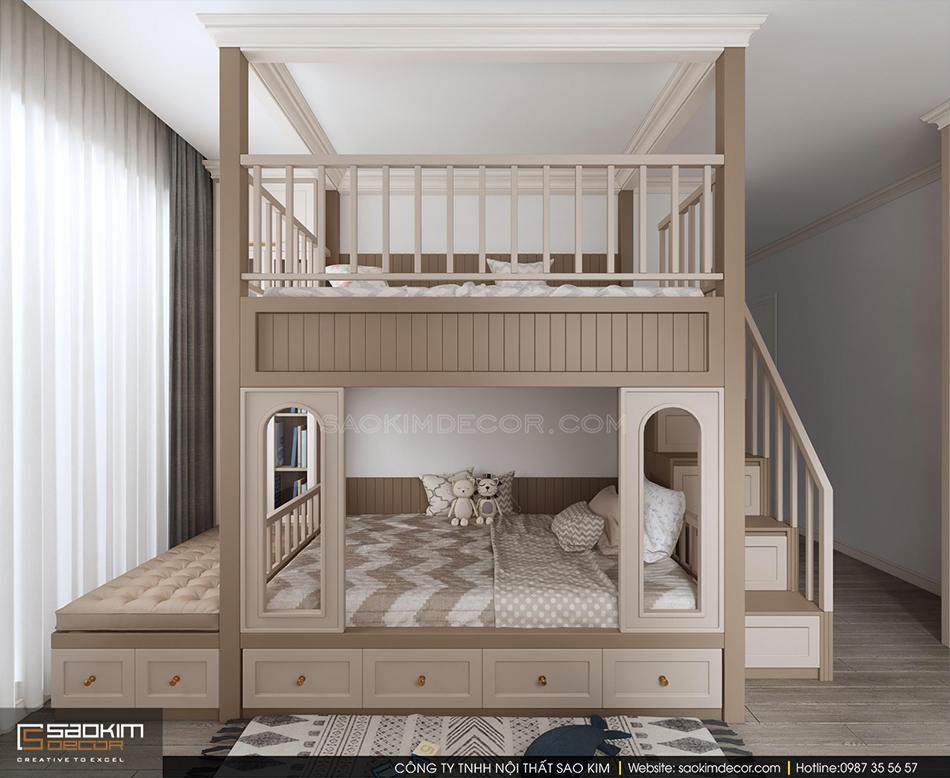 THIẾT KẾ NỘI THẤT PHÒNG NGỦ CHO BÉ CHUNG CƯ ROYAL CITY