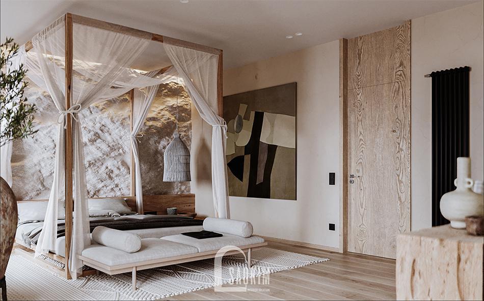 Kết cấu trong phong cách thiết kế Wabi Sabi thường giữ nguyên bề mặt tự nhiên ban đầu