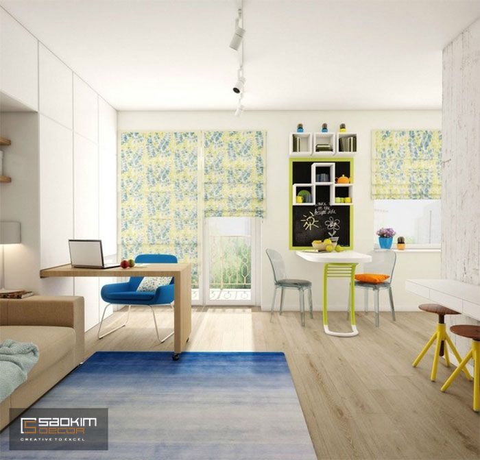 Thiết kế nội thất chung cư 25m2 đầy đủ tiện nghi