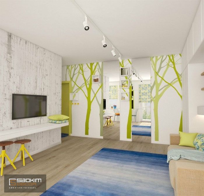 Thiết kế chung cư mini 25m2 phong cách Color Block mang tới sự tươi mới