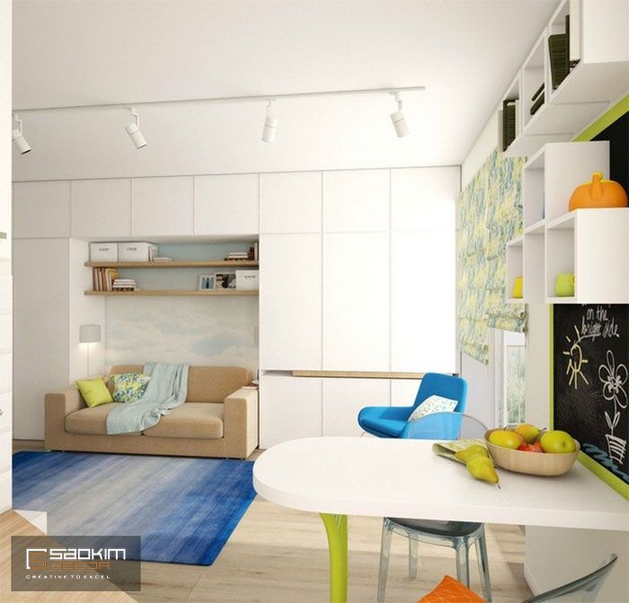 Thiết kế nội thất chung cư cho thuê theo phong cách Color Block