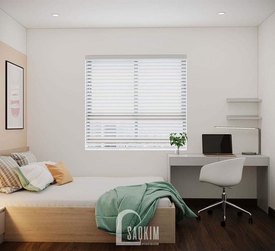 Không gian phòng ngủ rộng thoáng và tươi mới