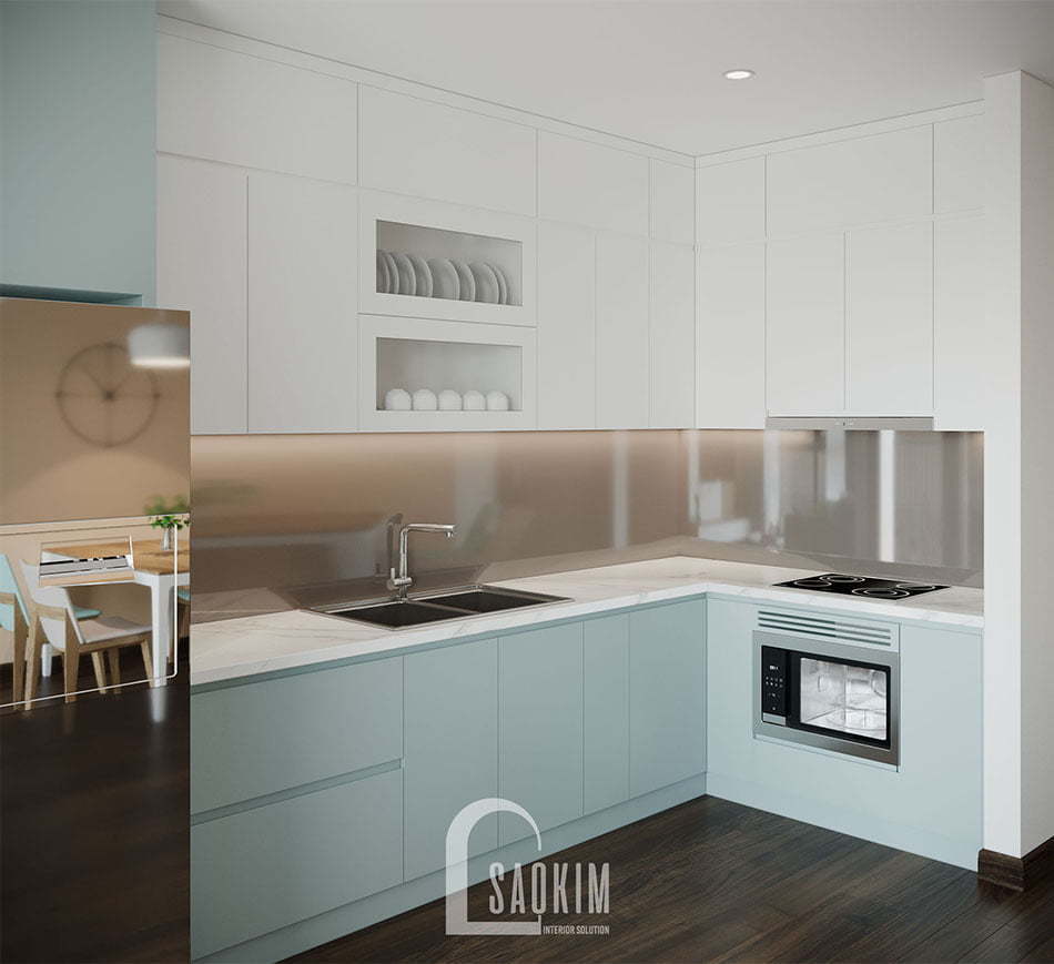 Căn bếp gọn gàng, sạch sẽ với nội thất hiện đại, cao cấp